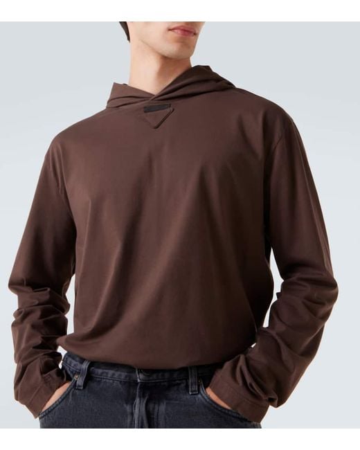 Prada Hoodie Aus Baumwolle in Brown für Herren