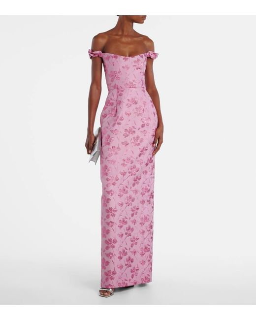 Markarian Pink Off-Shoulder-Robe Yolanda Aus Brokat