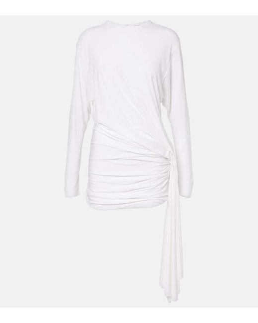 Christopher Esber White Side Cowl Draped Jersey Minidress