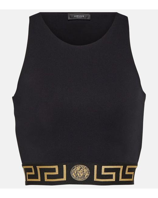 Soutien-gorge noir à motif à clé grecque Versace en coloris Black