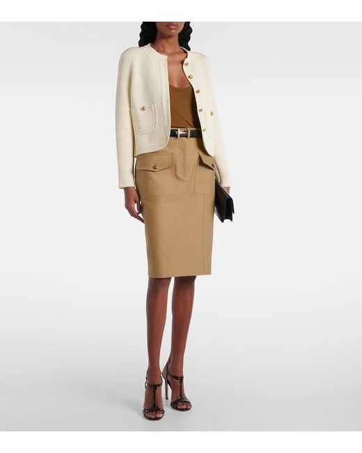 Tom Ford Natural Chasseur Waffle-Knit Cardigan