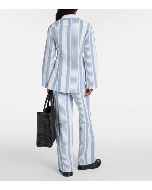 Camisa 4G de algodon y lino a rayas Givenchy de color Blue