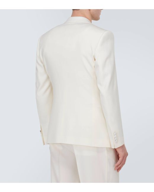 Dolce & Gabbana White Single-breasted Wool Blazer for men