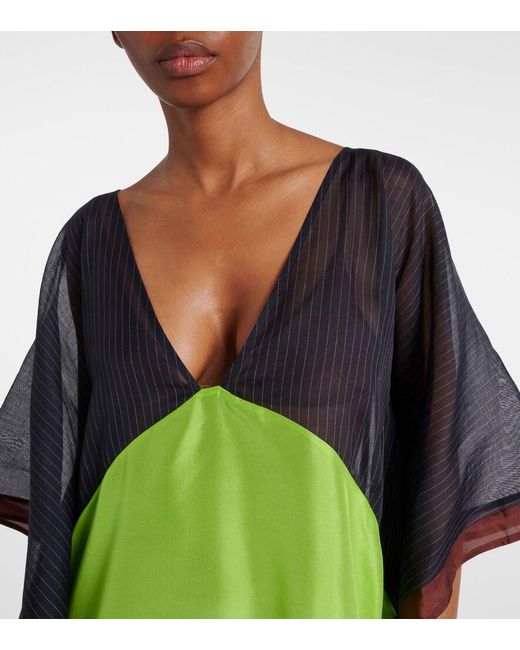 Caftan De Seda Tory Burch de color Green