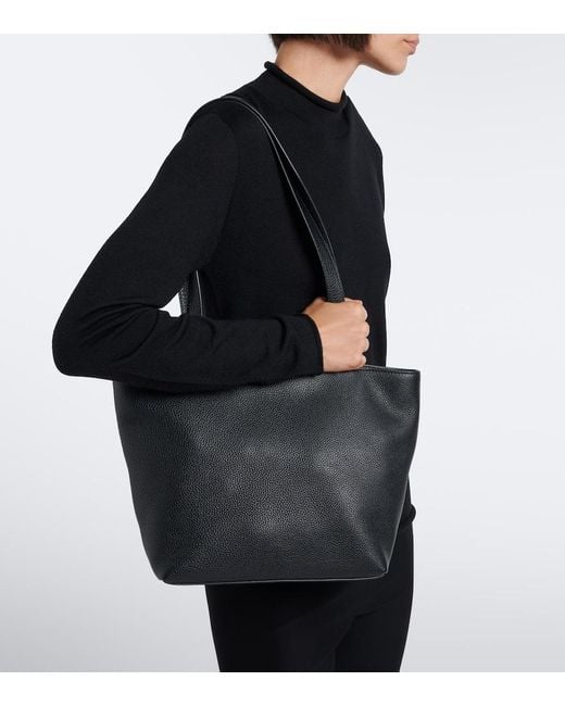 The Row Black Parker Medium Leather Tote Bag