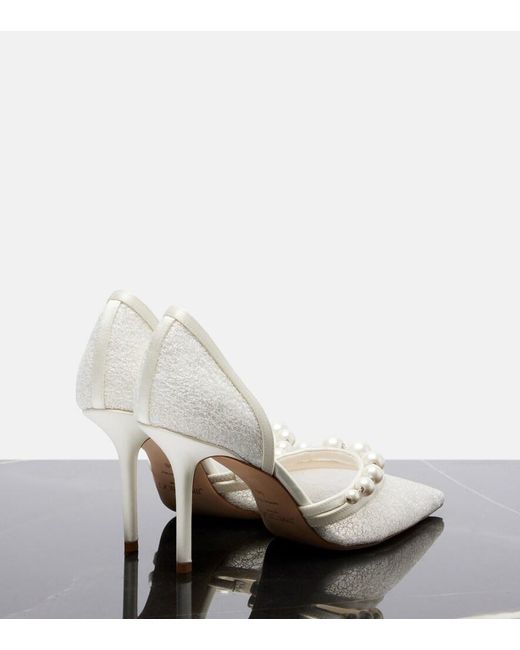 Jimmy Choo White Bridal Aurelie Glitter Pumps