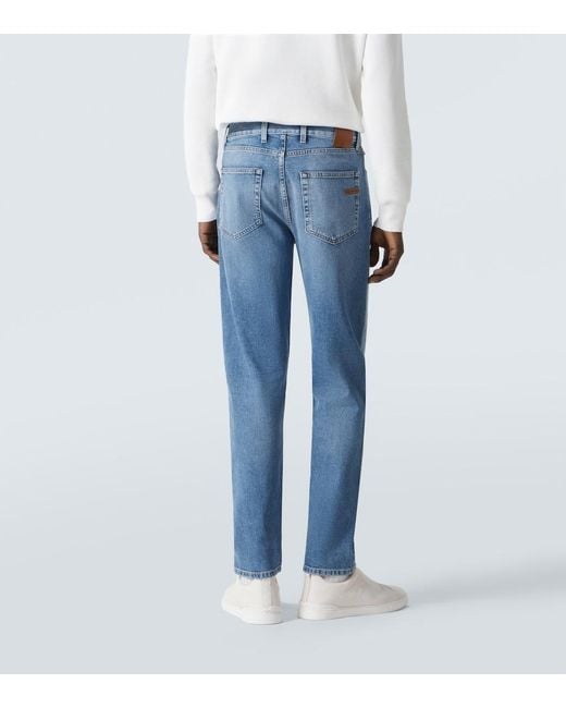 Zegna Blue High-Rise Straight Jeans for men
