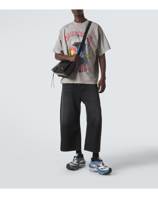 Balenciaga Gray Printed Cotton Jersey T-Shirt for men