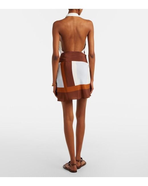 Sir Brown Striped Halterneck Silk Minidress