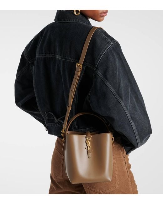 Saint Laurent Brown Le 37 Small Leather Bucket Bag