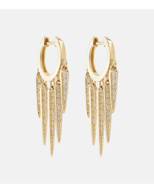 Sydney Evan Metallic Fringe Huggie 14kt Gold Hoop Earrings With Diamonds