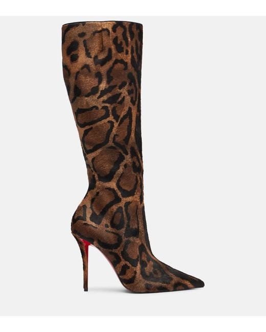 Christian Louboutin Brown Miss Z Leather Pony Hair Knee-High Boots 100