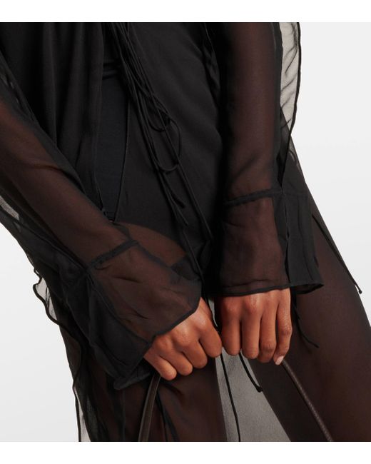 Christopher Esber Gray Ruffled Silk Midi Dress