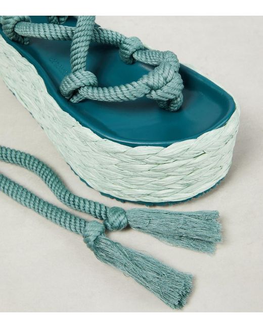 Isabel Marant Green Elif Platform Espadrille Sandals