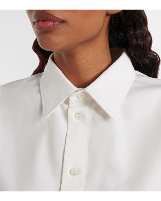 Balenciaga White Cropped Cotton And Silk Poplin Shirt