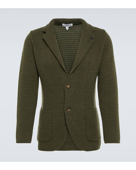 Lardini Green Knitted Cashmere Blazer for men