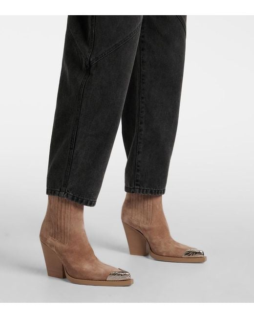 Paris Texas Brown Dallas 100 Embellished Suede Ankle Boots