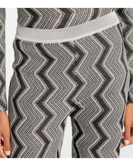 Missoni Gray Zig Zag Lame Wide-Leg Pants