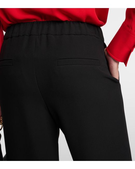 Valentino Black Mid-rise Silk Wide-leg Pants