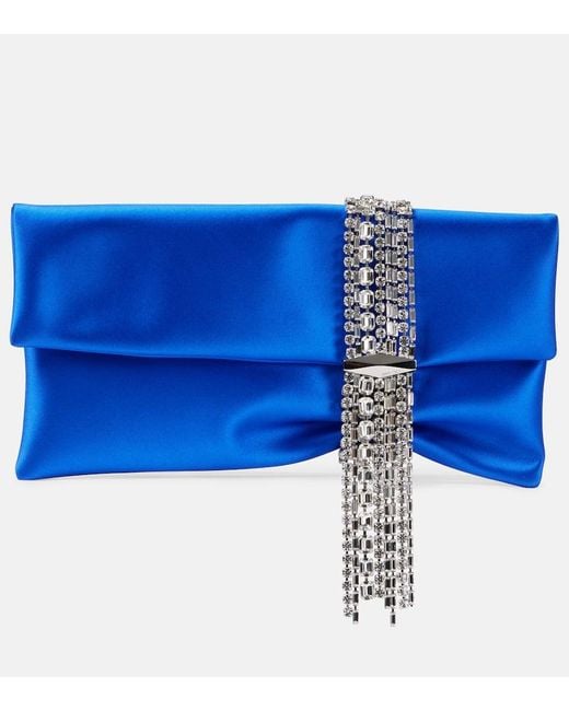 Jimmy Choo Blue Clutch Zandra Aus Satin Mit Kristallen