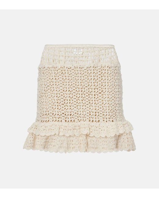 Minifalda Brigitte De Croche De Algodon Anna Kosturova de color Natural