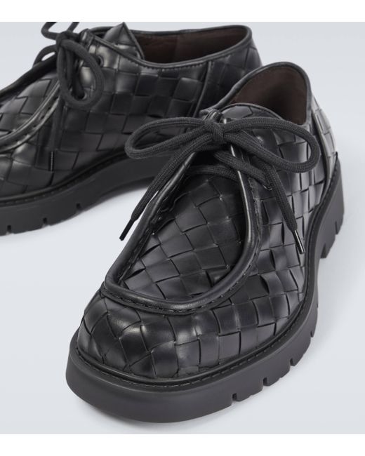 Bottega Veneta Black Haddock Leather Derby Shoes for men