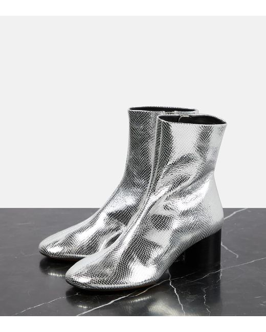 Isabel Marant White Ankle Boots Laeden aus Metallic-Leder