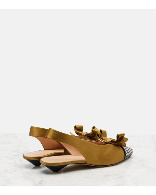 Chloé Metallic Alba 20 Embellished Satin Slingback Pumps