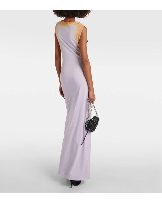 Vestido largo de algodon acanalado Y. Project de color Purple