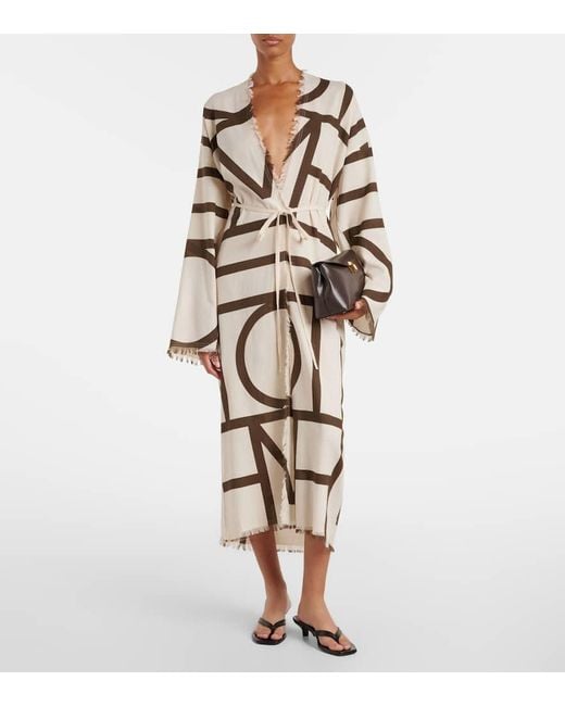Totême  Natural Monogram Cotton Beach Cover-Up