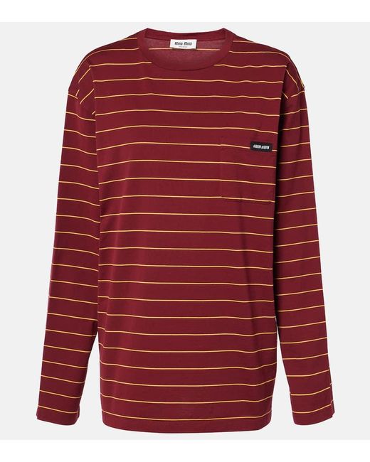 Miu Miu Red Longsleeve Aus Baumwolle