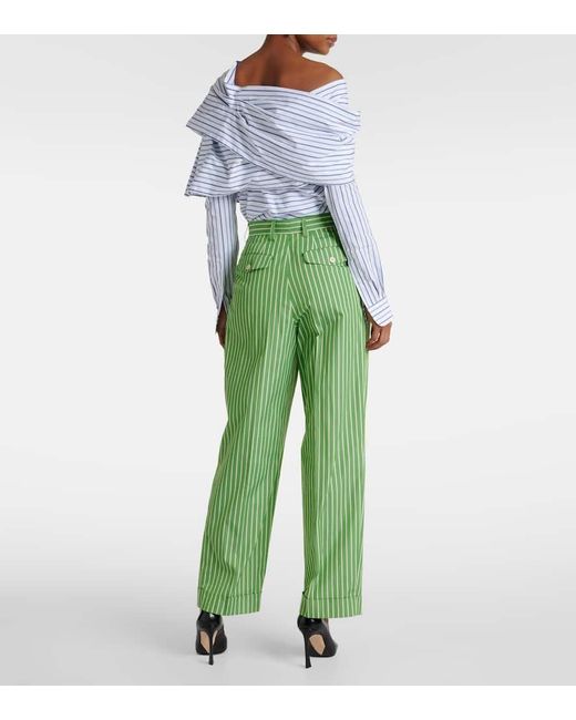 Pantaloni regular in popeline di cotone di Dries Van Noten in Green