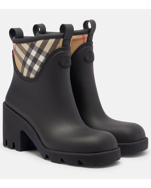 Stivaletti Da Pioggia Check di Burberry in Black