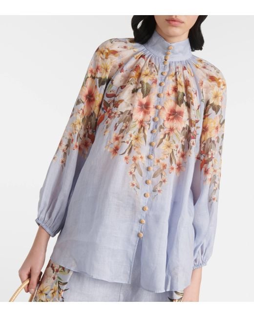 Shimmermann Lexi Billow Shirt avec motif floral Zimmermann en coloris White