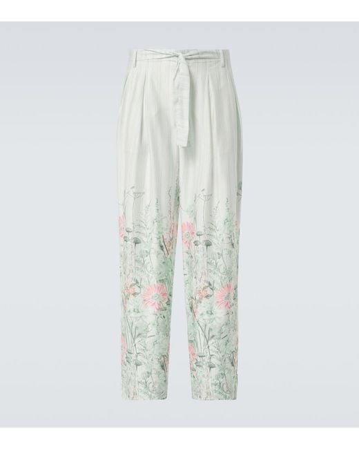 King & Tuckfield White Grant Floral Wide-Leg Pants for men