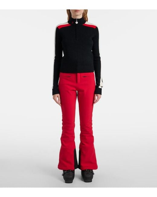 Perfect Moment Black Merino Wool La Tour Quarter-Zip Sweater
