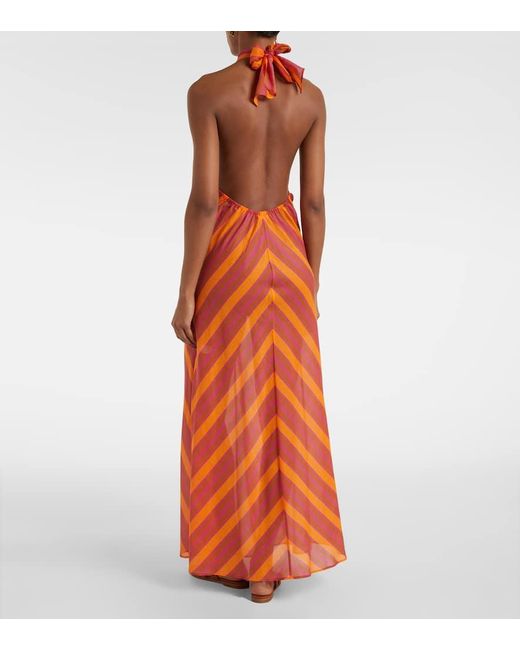 Eres Orange Bedrucktes Maxikleid Neree Aus Baumwoll-Voile