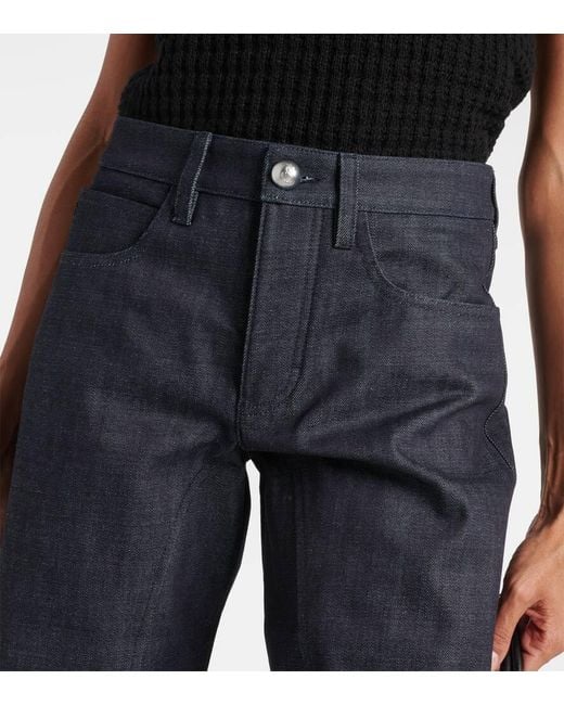 Jil Sander Blue Tapered Cropped Mid-rise Jeans