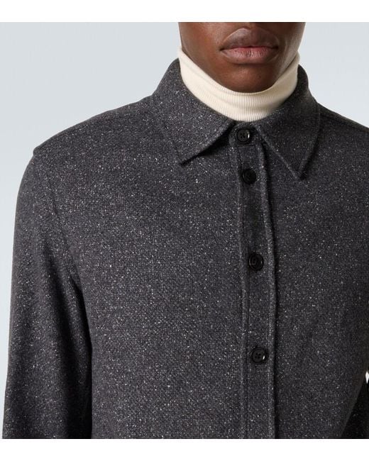 Zegna Blue Cashmere And Silk Overshirt for men