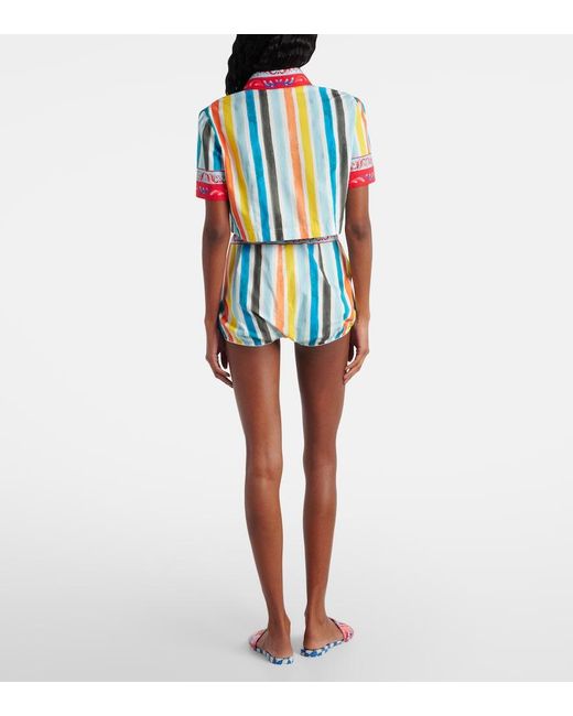 Dolce & Gabbana Blue Striped Cropped Cotton Top