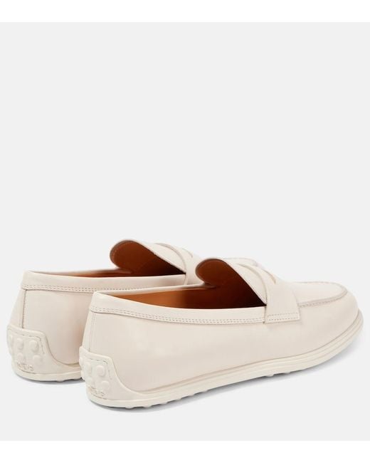 Tod's White Leather Loafers
