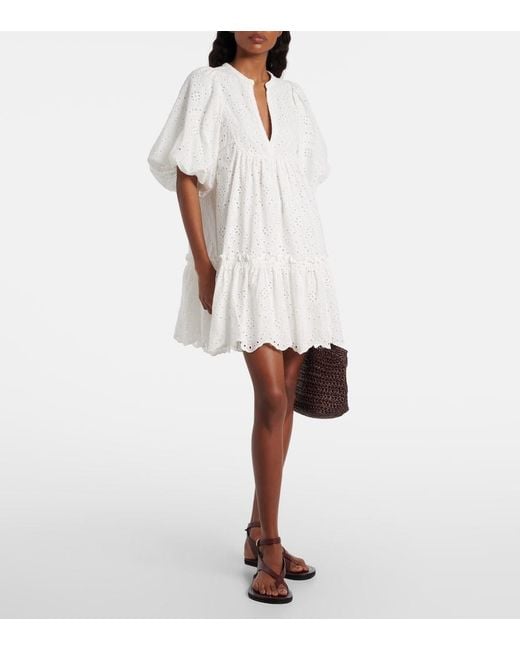 Poupette White Cruz Broderie Anglaise Cotton Minidress