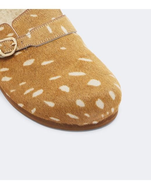 Ancient Greek Sandals Natural Vasilitsa Shearling-Trimmed Calf Hair Clogs