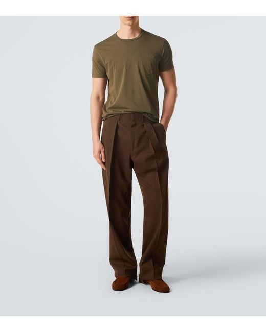 Tom Ford Green Cotton And Silk T-Shirt for men