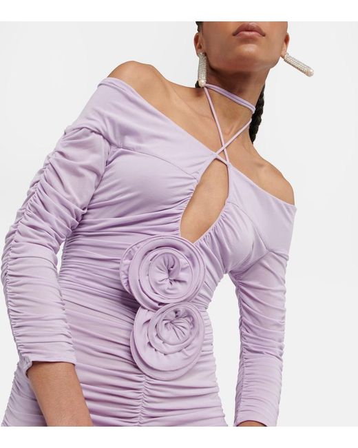 Magda Butrym Purple Floral-appliquéd Cutout Stretch-jersey Mini Dress