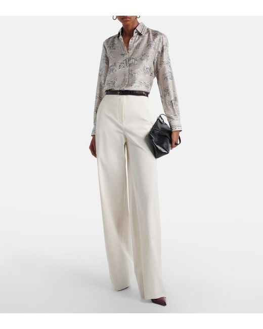 Max Mara White Dentice Cotton-Blend Wide-Leg Pants