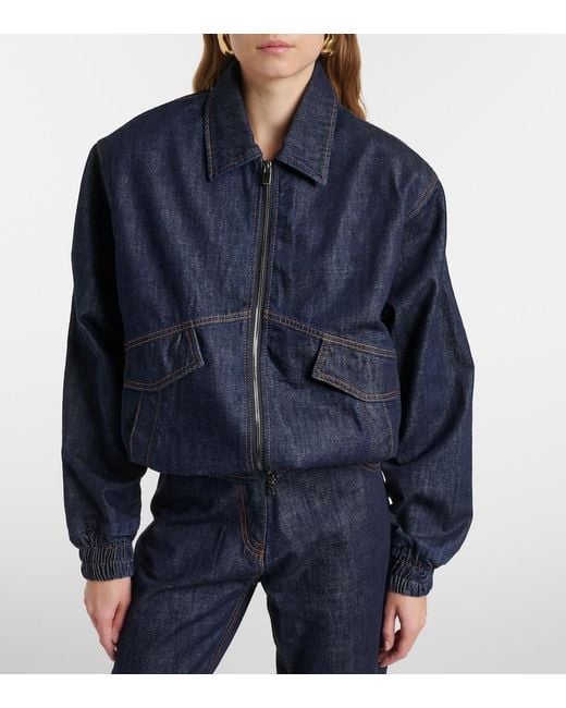 Magda Butrym Blue Oversized Denim Bomber Jacket