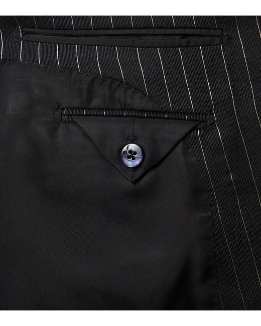 Tom Ford Black Striped Wool And Silk Lame Blazer for men