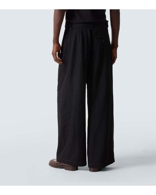 Lemaire Weite Mid-Rise-Hose Aus Woll-Twill in Black für Herren