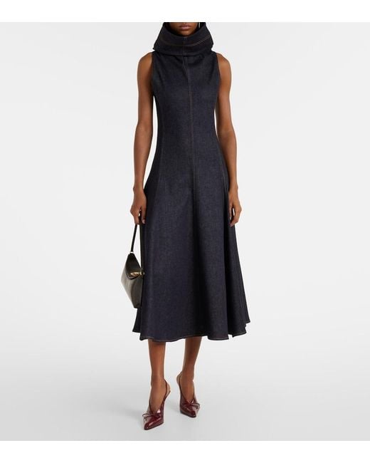 Jacquemus Blue La Triangle De-Nîmes Panelled Midi Dress